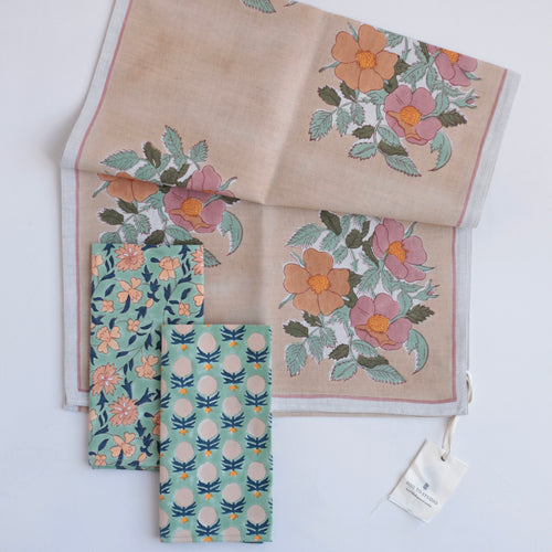 Summer Hand Block-Printed Napkins - Set of 2