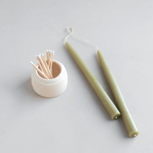 Bayberry taper candles and ceramic match strike gift set