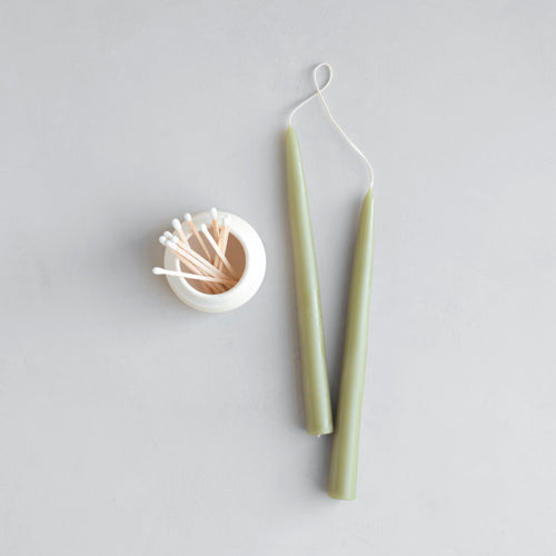 Bayberry taper candle and ceramic match strike gift set