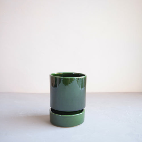 Hoff Collection Pot & Saucer, Emerald Green
