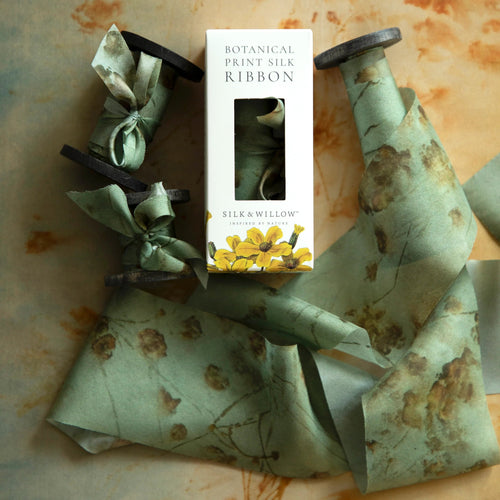 Botanical handmade silk ribbon