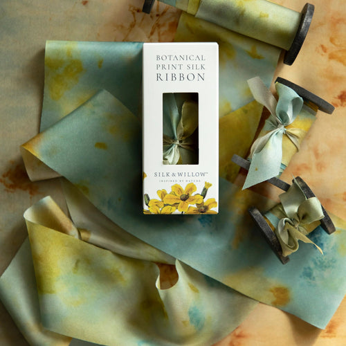 Botanical Print Silk Ribbon