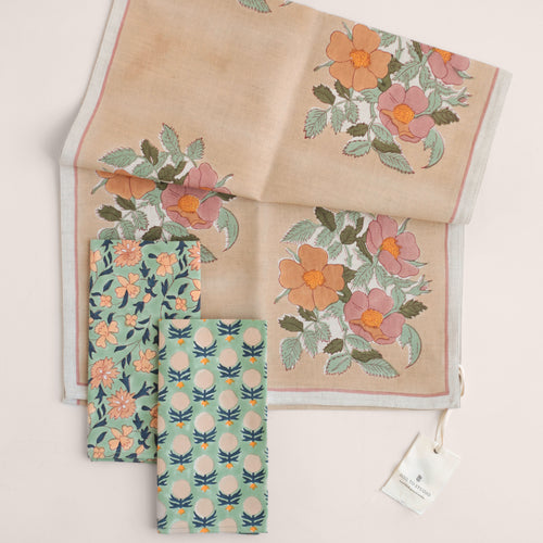 Summer Hand Block-Printed Napkins - Set of 2