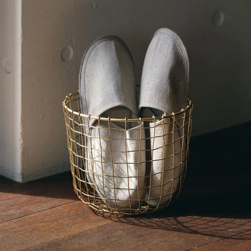 FogLinenBrassWireBasket