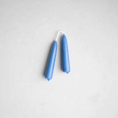 Shabbat Beeswax Candles 5 in Blue