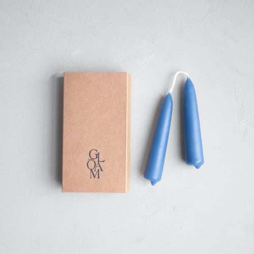 Shabbat Beeswax Candles 5 in Blue