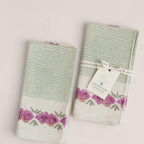 Summer Hand Block-Printed Napkins - Set of 2