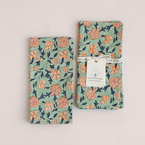 Summer Hand Block-Printed Napkins - Set of 2