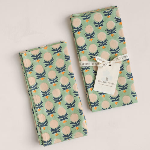 Summer Hand Block-Printed Napkins - Set of 2