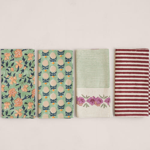 Summer Hand Block-Printed Napkins - Set of 2
