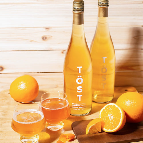 Bottles of Töst wine. Non Alcholic refresher
